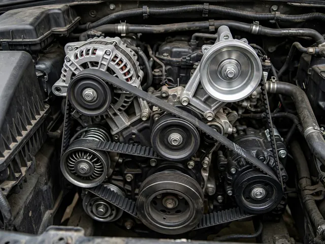 Engine-off inspection of an accessory drive belt and pulleys in a parked vehicle