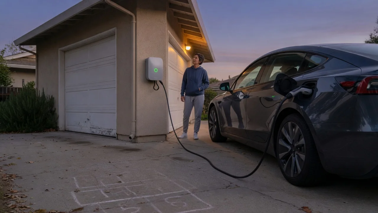 Automotive scene illustrating How to Read a Home EV Charger Status Light