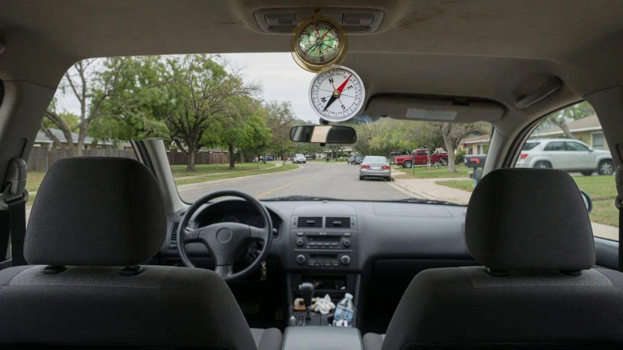 Automotive scene illustrating Why Does a Car's Compass Change Direction Slowly