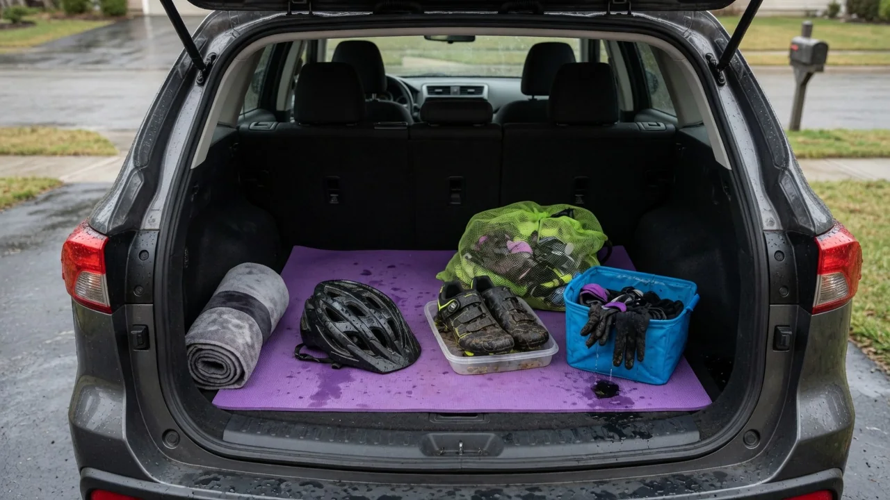 Automotive scene illustrating How to Store Wet Sports Gear in a Car Temporarily
