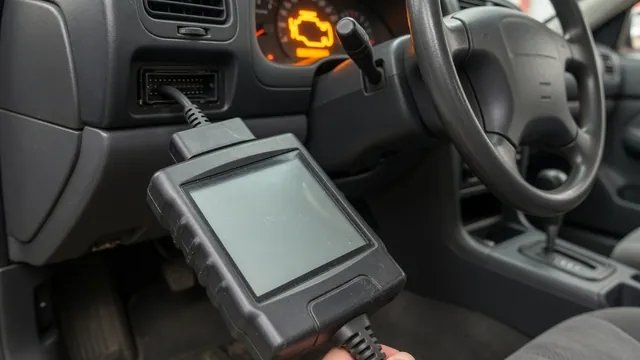 OBD-II scan tool showing a manufacturer-specific P19xx trouble code, with the check engine light on in the background