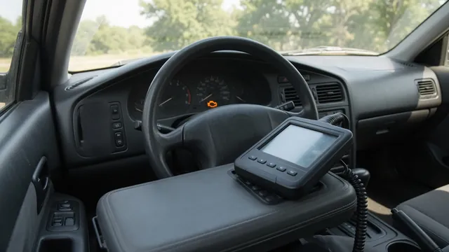 Instrument cluster with an illuminated check engine light and a diagnostic scanner displaying P0650.