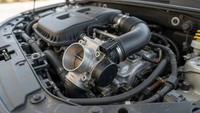 Close-up of a clean electronic throttle body on a car's intake, with its electrical connector attached