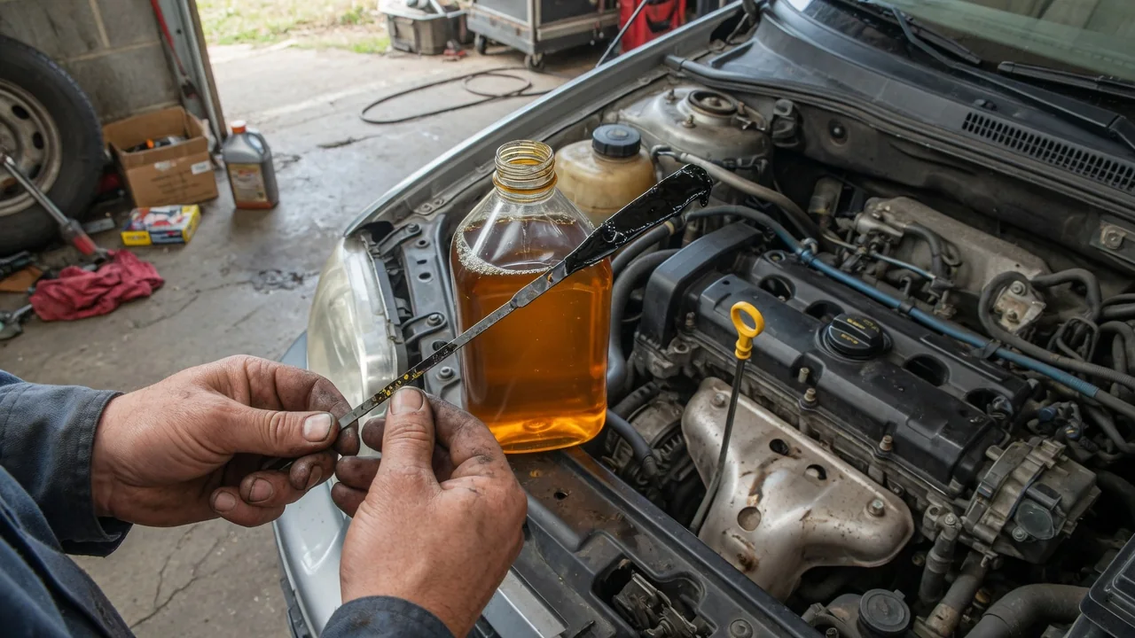 Automotive scene illustrating Why Does Engine Oil Darken