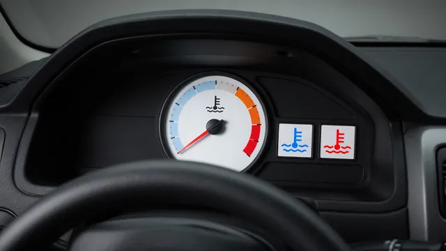 Illustrated dashboard coolant temperature symbol with a thermometer above waves and an engine temperature gauge