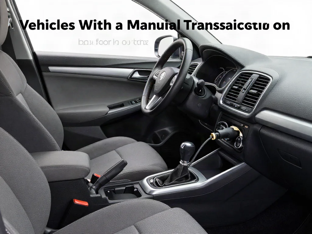 Manual gearshift with a visible shift pattern inside a parked vehicle