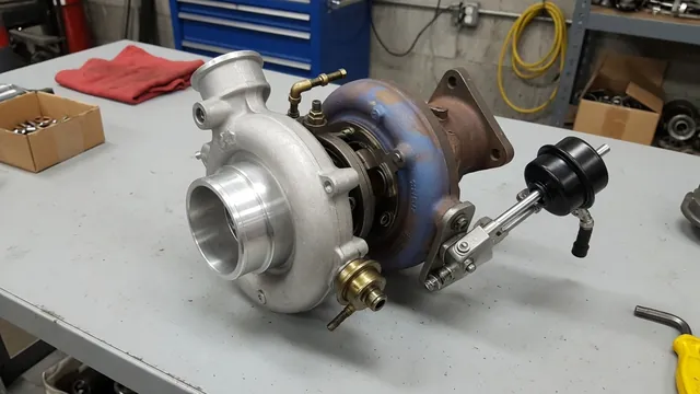 Turbocharger assembly with compressor housing, exhaust housing, oil connections, and wastegate actuator