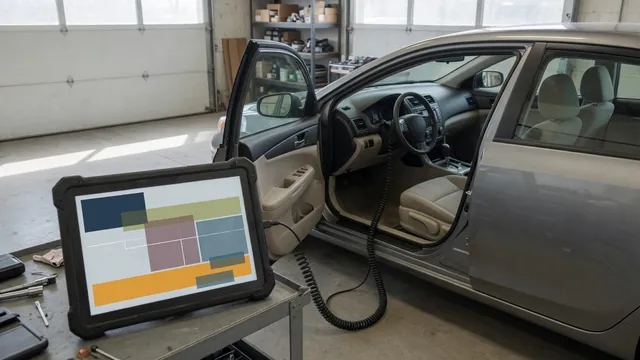 Diagnostic scanner beside a vehicle dashboard displaying the P1634 trouble code