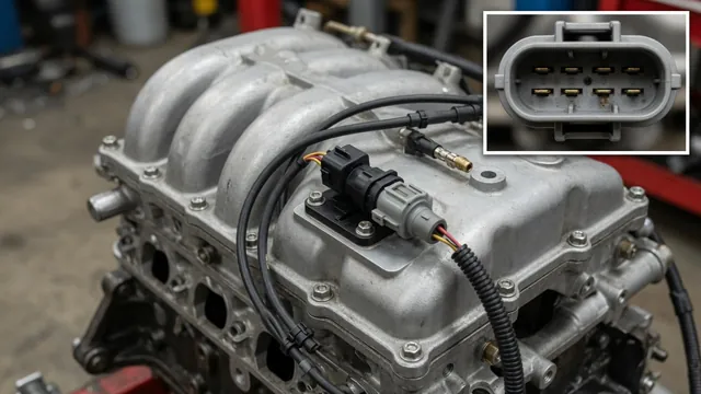 Illustration of a manifold pressure sensor, electrical connector, and intake manifold