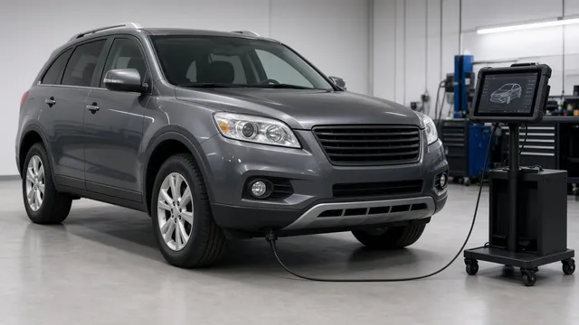 2012 Chevy Malibu parked in a clean automotive service bay for fuel system diagnosis
