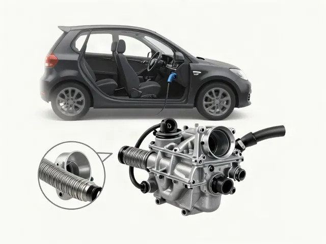 Illustration of an intake hose attached to a throttle body, with nearby hose connections visible
