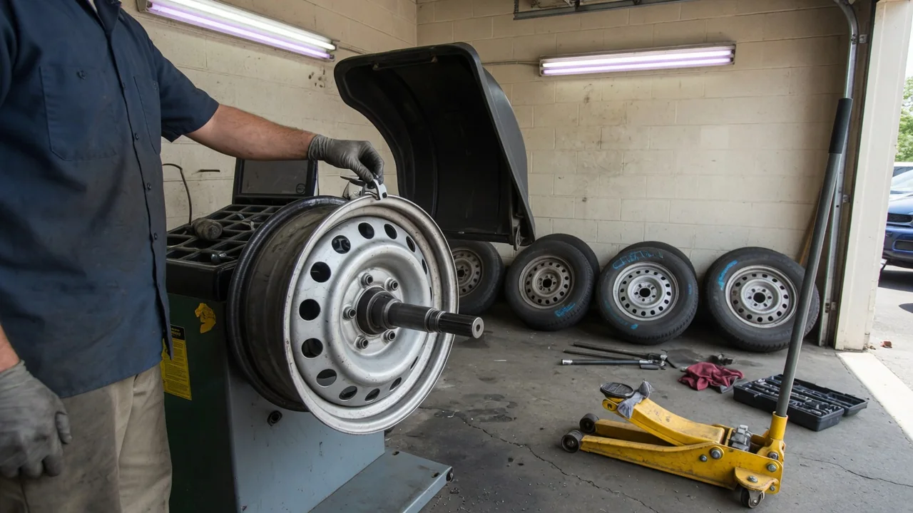 Automotive scene illustrating Why Do Tires Need Balancing Weights