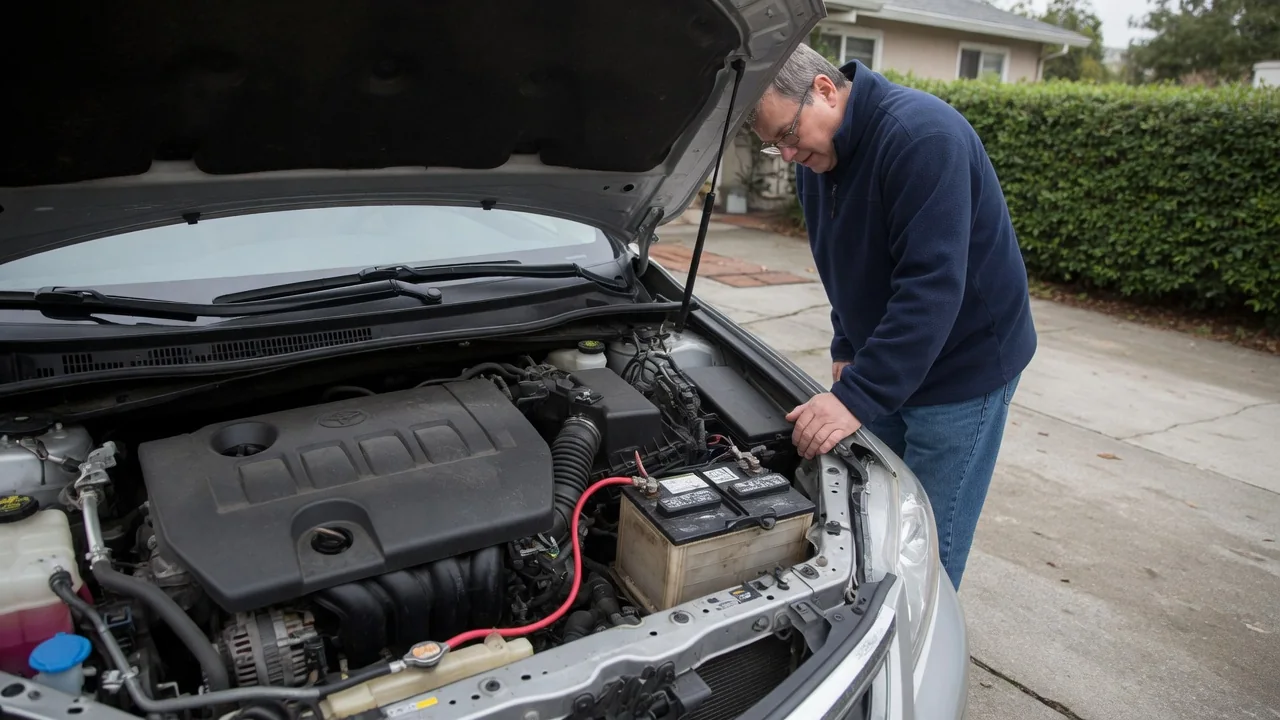 Automotive scene illustrating Why Does a Hybrid Car Use a 12-Volt Battery