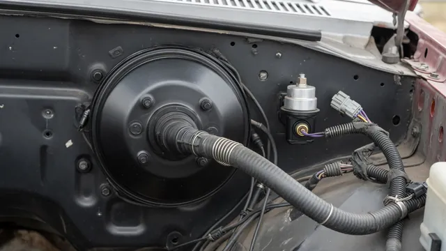 Brake booster and pressure sensor wiring shown in a simplified engine compartment illustration