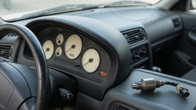 Jeep Wrangler dashboard with an oil pressure gauge and warning indicator highlighted