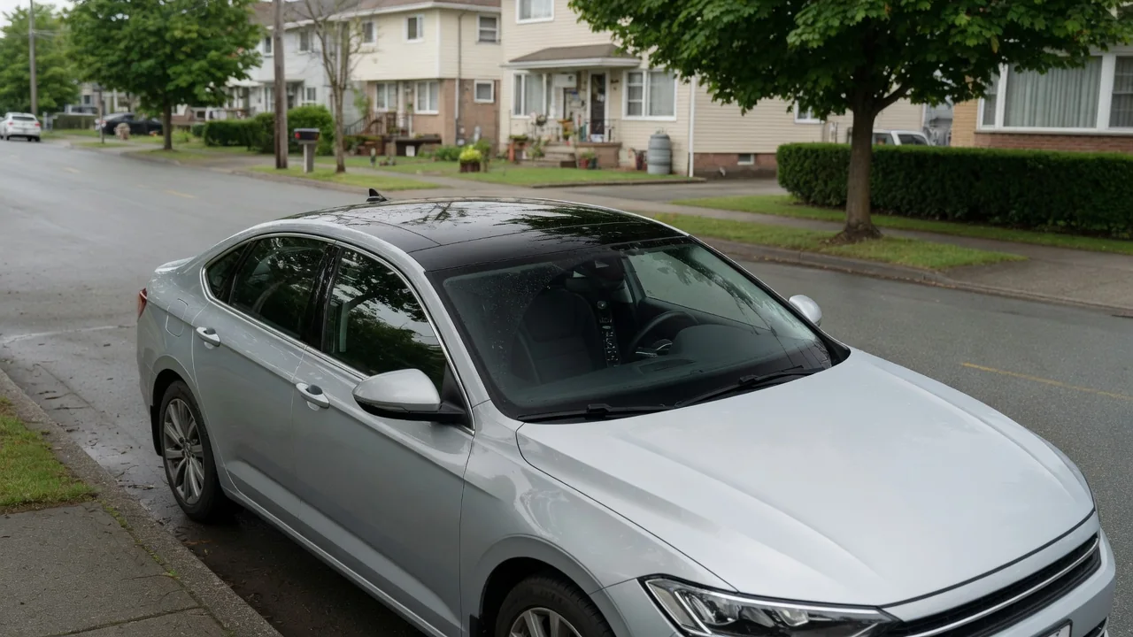 Automotive scene illustrating Why Do Glass Roofs Look Dark From the Outside