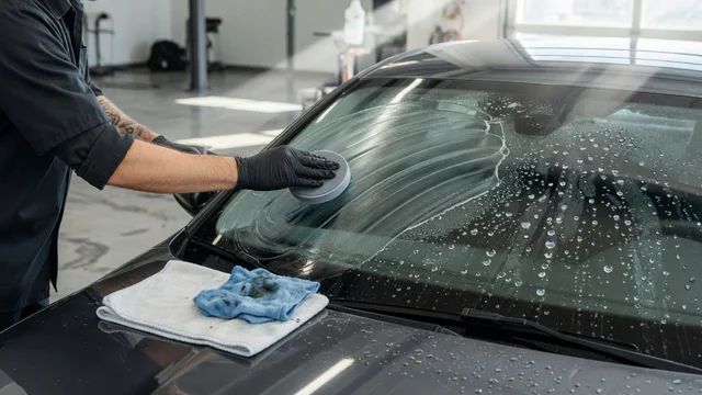 Apply windshield glass coating
