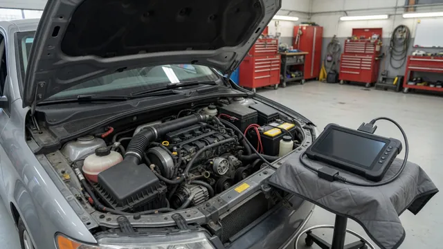 Diagnostic scanner beside an open engine bay during investigation of a P1361 trouble code
