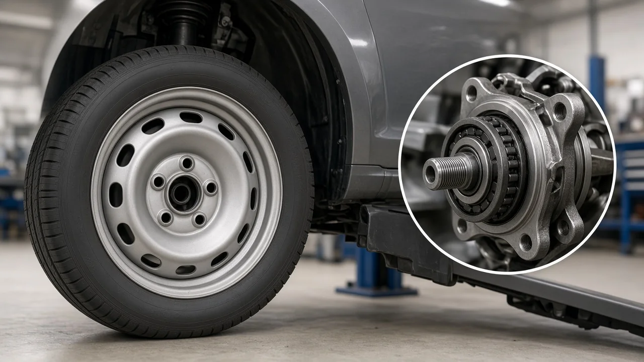 2013 Hyundai Elantra front wheel area with a wheel bearing detail inset