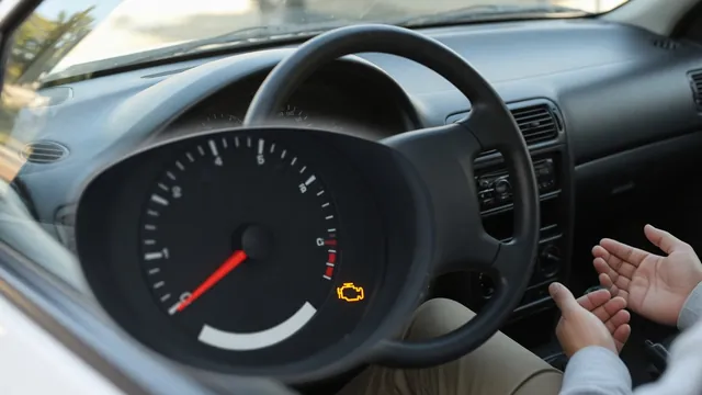 Driver observing an uneven tachometer reading while parked, with the check engine light illuminated
