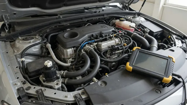 EVAP purge valve and vapor hoses in an engine bay with a scan tool displaying P0441
