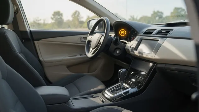 Car dashboard with a transmission warning and an inset view of the automatic gear selector