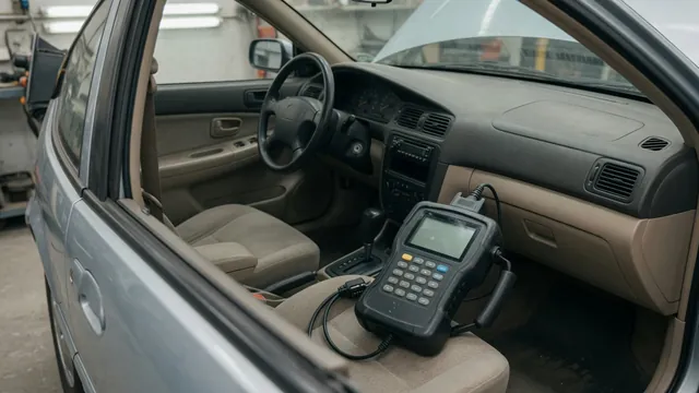 Diagnostic scanner beside a vehicle dashboard displaying the P1491 trouble code