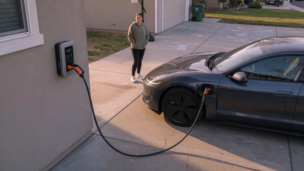 Automotive scene illustrating What Does Charging Amperage Mean for an EV