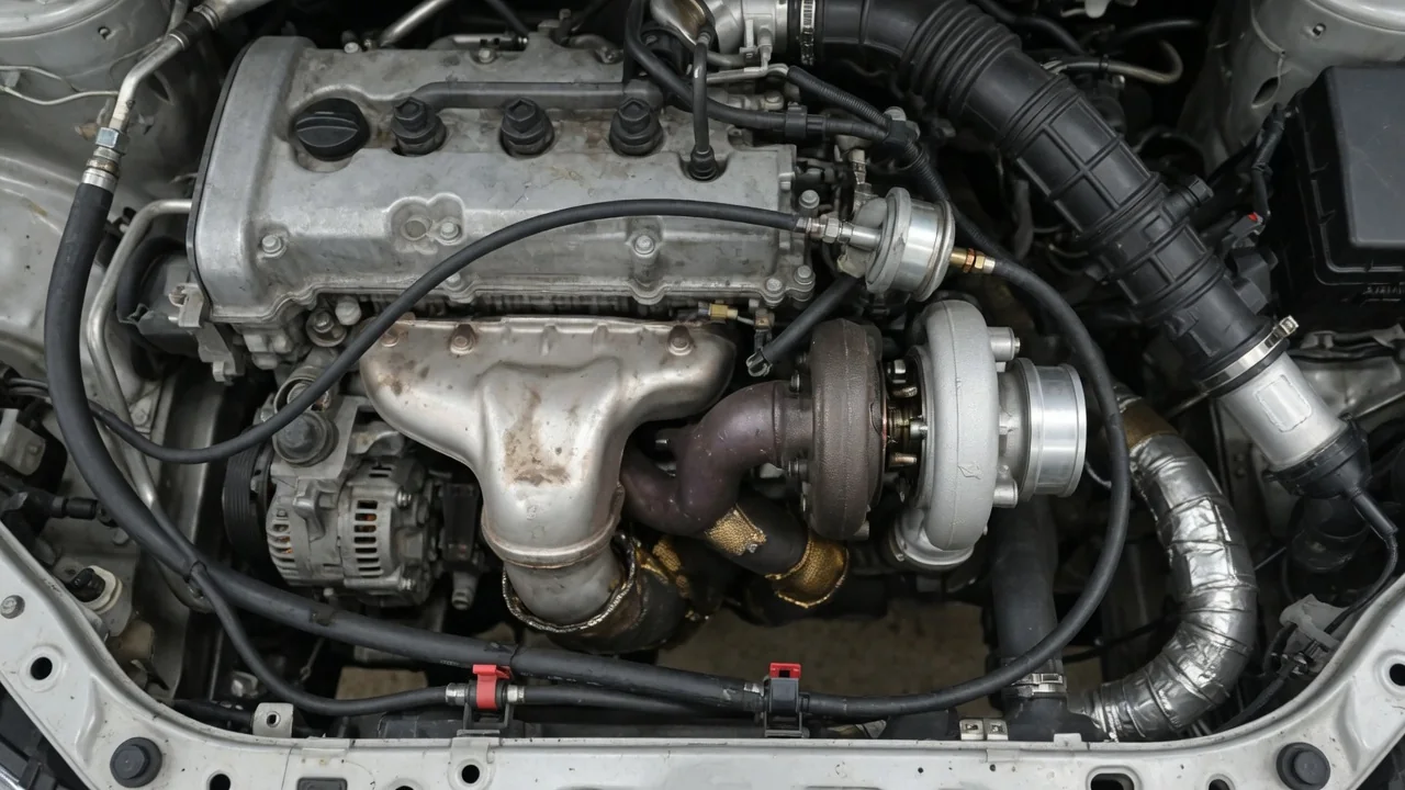 Turbocharger and boost control components in an engine bay with the engine off