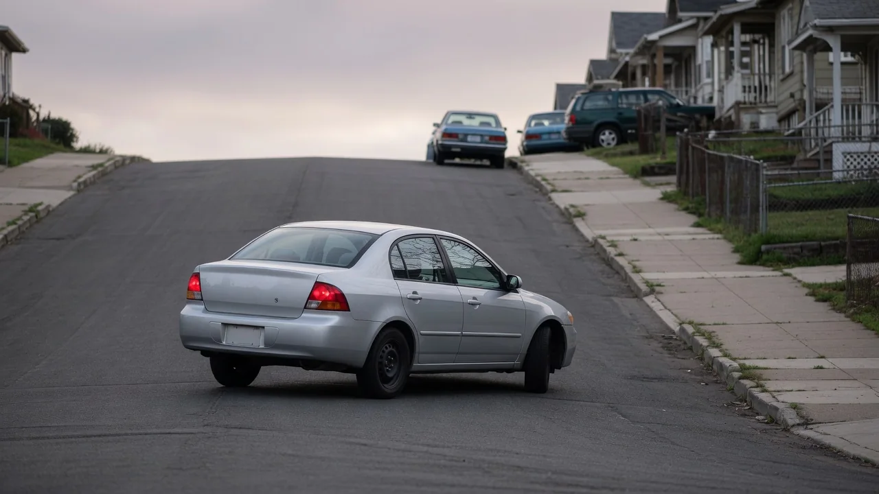 Automotive scene illustrating Why Does a Car Roll Back Slightly on a Hill