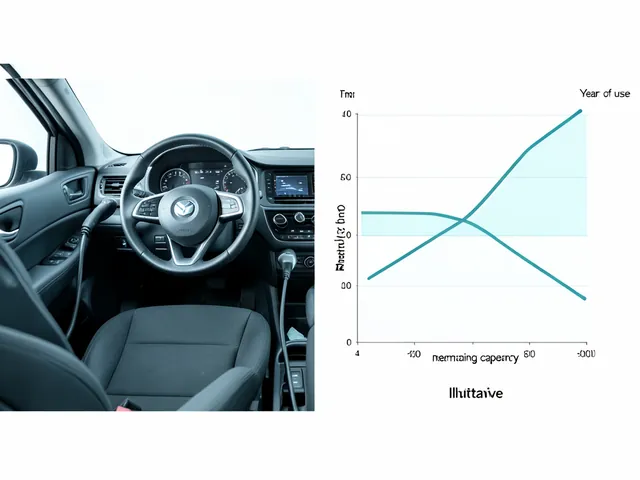 Conceptual EV battery capacity curve showing gradual loss over years of use, without numerical rate claims