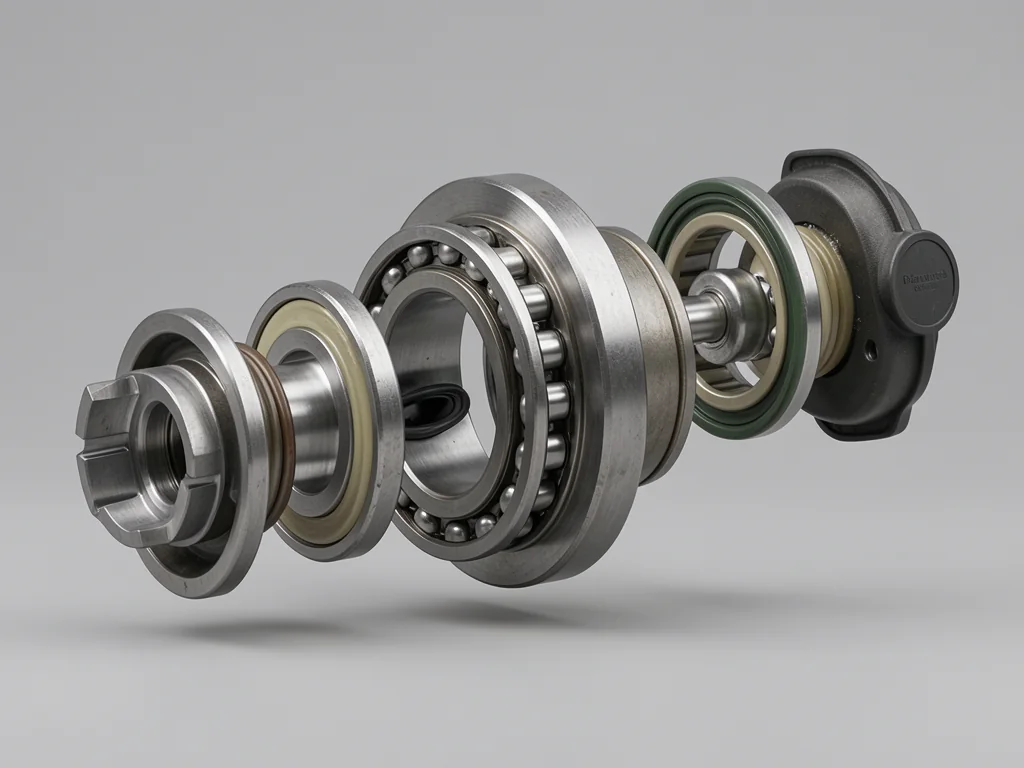 Labeled trailer hub illustration showing inner and outer bearings, races, grease seal, and dust cap.
