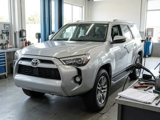 Toyota 4Runner parked in a clean service bay for a timing belt maintenance appointment