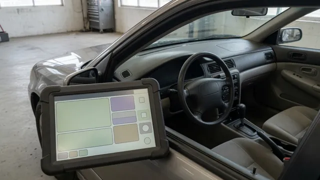 Diagnostic scan tool beside a vehicle dashboard showing the P1505 trouble code