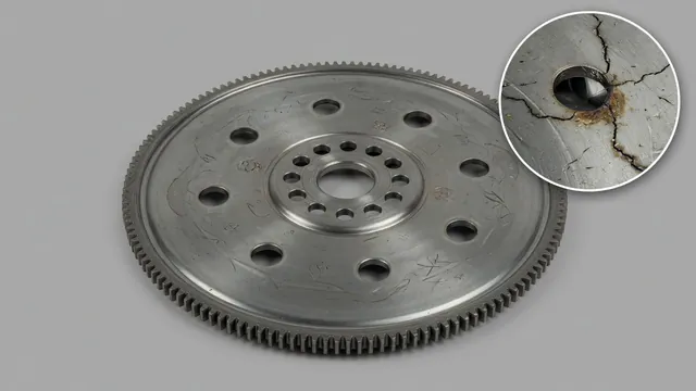 Illustration of an automatic transmission flexplate with a crack near a mounting hole