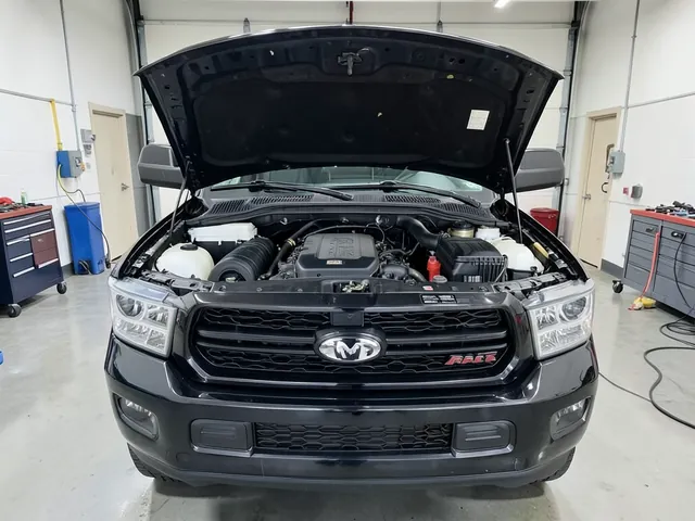 Ram 1500 engine bay illustrating the context for locating a 5.7 Hemi PCV valve