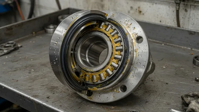 Cutaway illustration of a wheel hub bearing showing its seals, rolling elements and grease