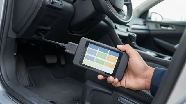 OBD-II scan tool connected under a car dashboard to read a P1765 diagnostic trouble code