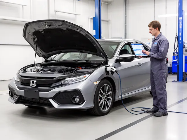 Honda Civic parked in a clean service bay for transmission fluid maintenance