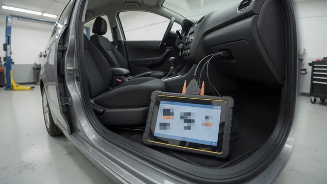 Diagnostic scanner connected beneath a vehicle dashboard displaying fault code P1283