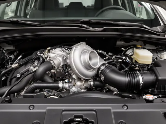 Turbocharger housing and connected intake hoses in a parked car with the engine off