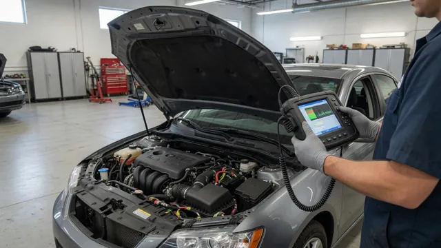 Technician using a diagnostic scan tool to investigate a car with a rough idle