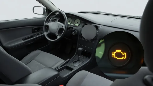 Illustration of an illuminated check engine symbol beside a Toyota Highlander dashboard