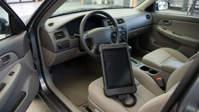 Diagnostic scanner beside a vehicle dashboard displaying the trouble code P1705