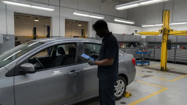 Mercedes-Benz parked in a service bay for professional fuel system inspection