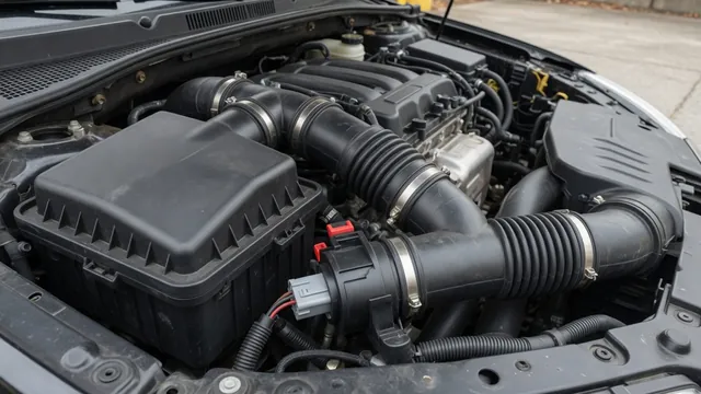 Illustration of a Ford engine intake with a mass airflow sensor housing and electrical connector