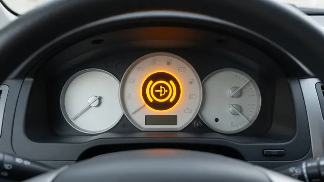 Illustration of an illuminated amber ABS warning light on a Mercedes-Benz instrument cluster