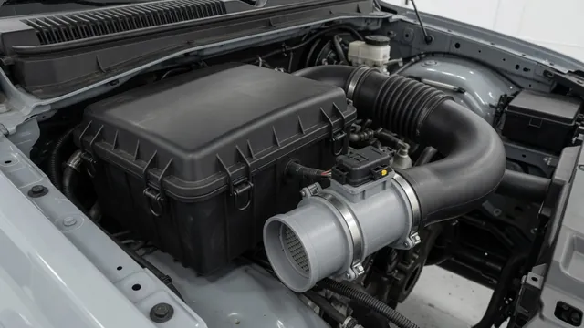 Illustration of a truck intake duct with a mass air flow sensor and electrical connector