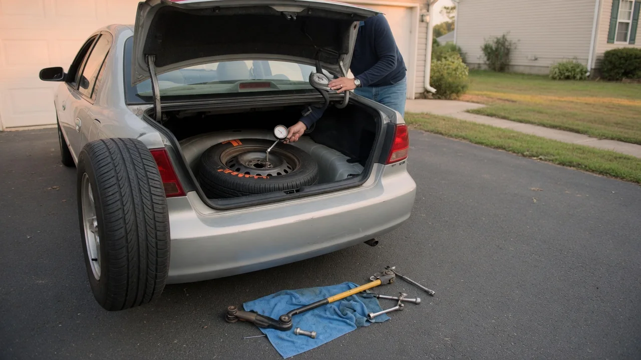 Automotive scene illustrating Why Is the Spare Tire Pressure Often Different