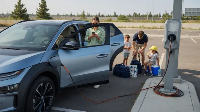 Automotive scene illustrating How to Plan an EV Charge Stop With Passengers
